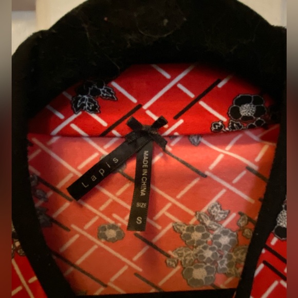 LAPIS red wrap dress. Mandarin 3/4 length sleeves. Size S. - Picture 2 of 4